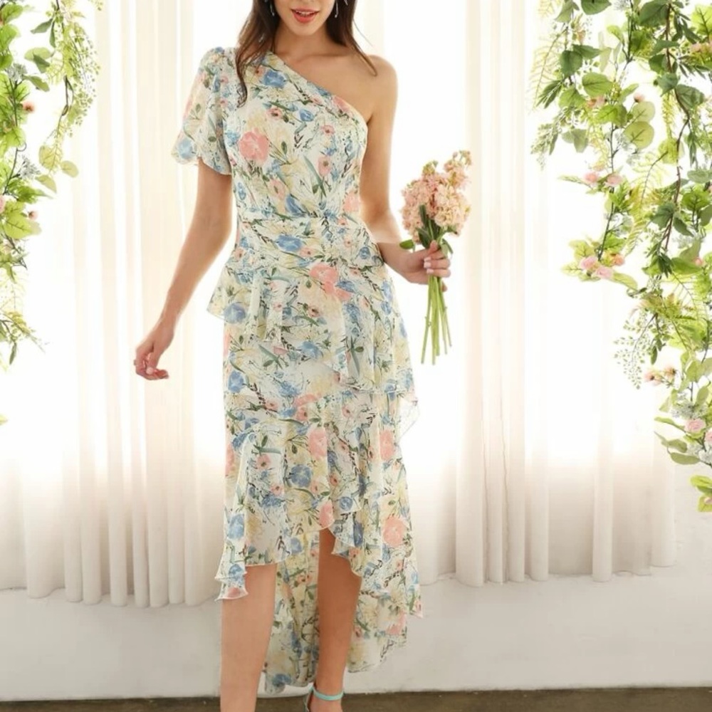 SHEIN one shoulder floral dress XS